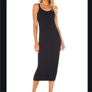 Vince black Ribbed sleeveless stretch feminine dress XS